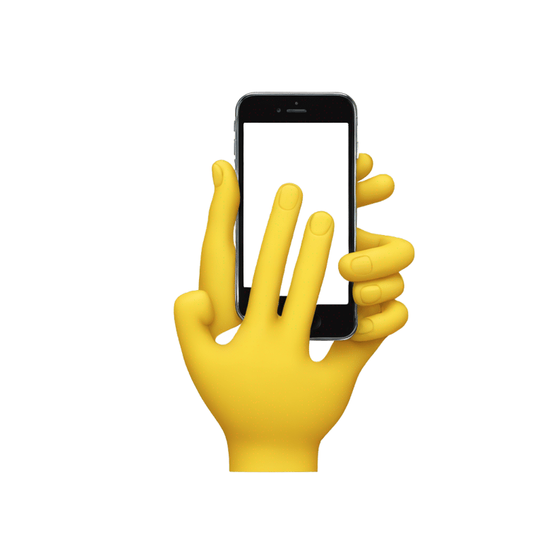 genmoji: One yellow hand having an IPhone into