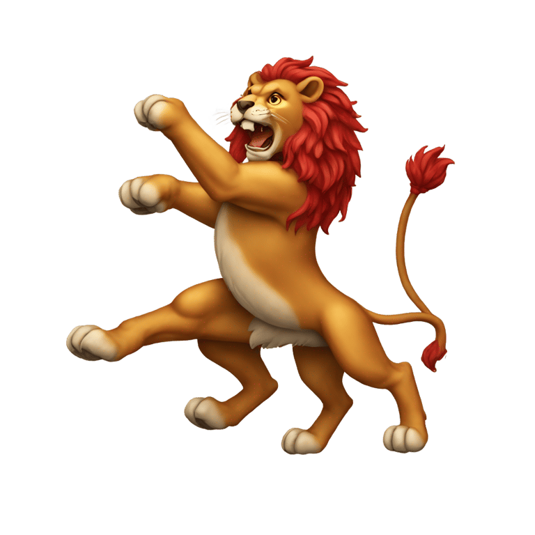 genmoji: rearing red medieval lion