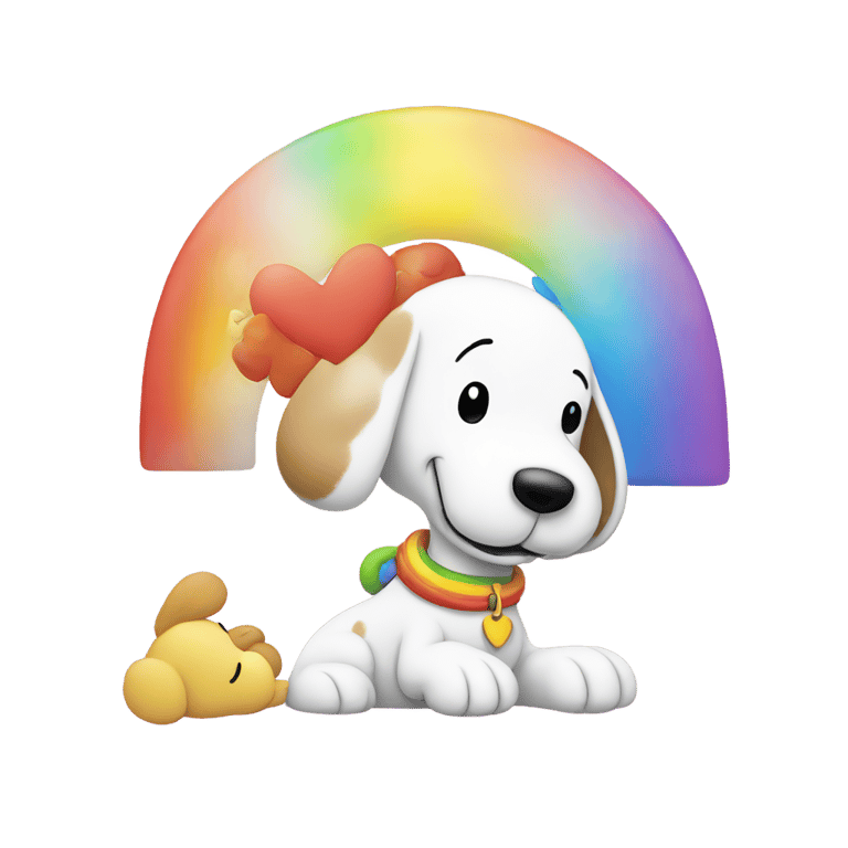 genmoji：snoopy and woodstock rainbow