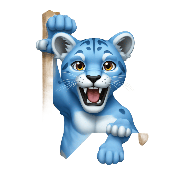 genmoji: a blue cougar pointing to a board