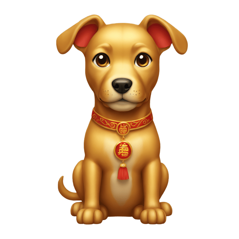 genmoji: A red and gold dog representing the Chinese zodiac