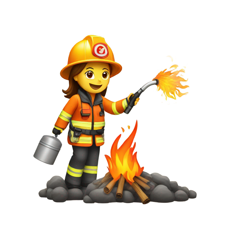 genmoji: A fire-woman extinguishing a fire