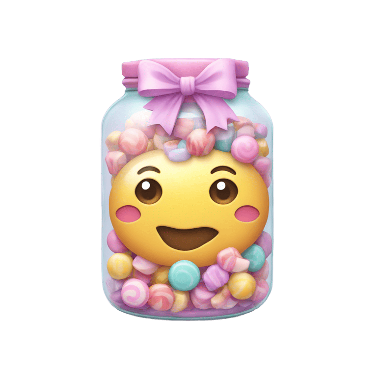 genmoji: A pastel candy jar decorated with a bow.