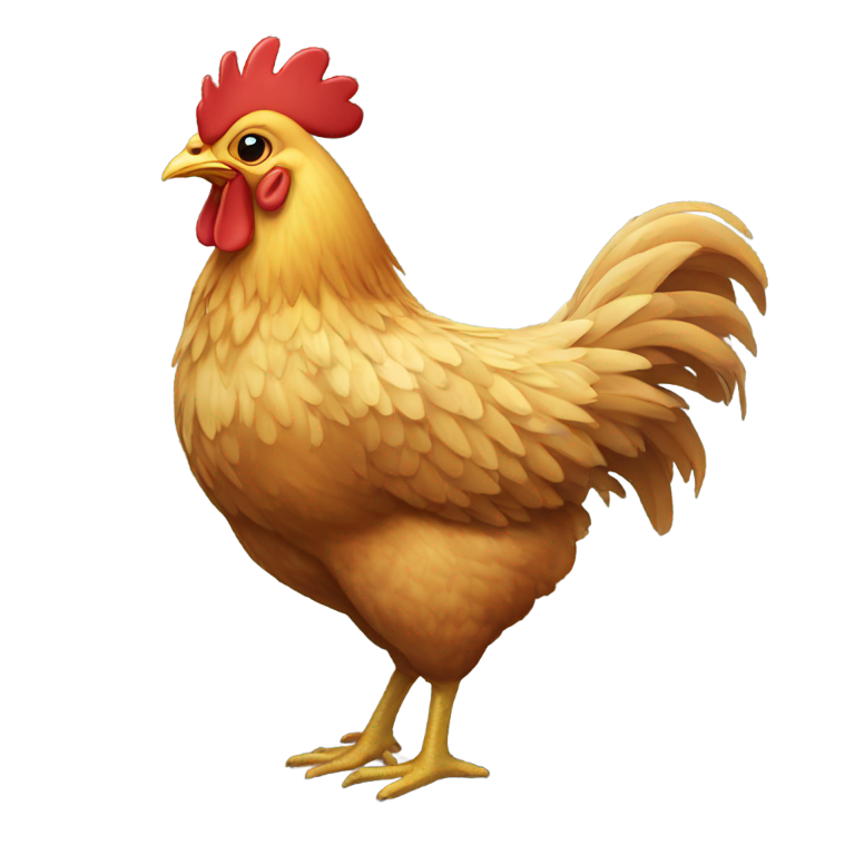 genmoji : Poulet qui se tient sur des excréments