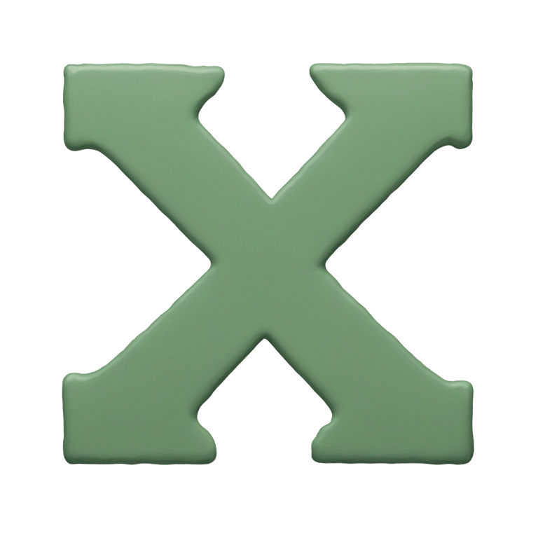 genmoji: Letter x made out of xanadu green gray paint