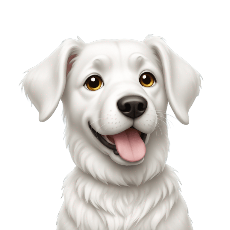 genmoji: white dog😢