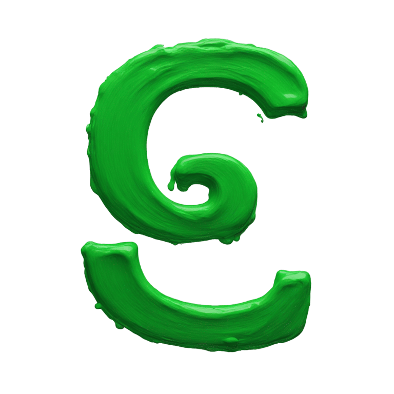 genmoji: Letter g made out of green paint