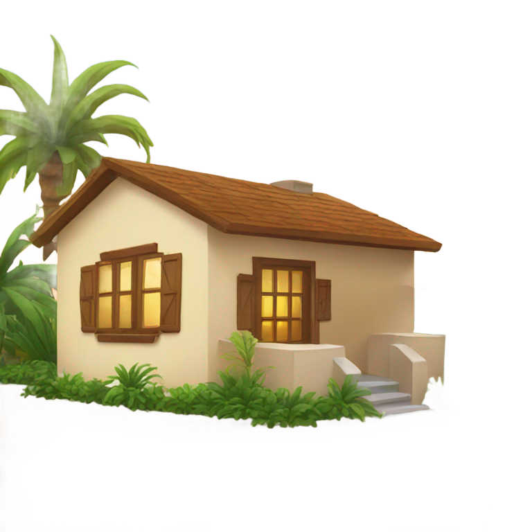 genmoji: house under a palm tree