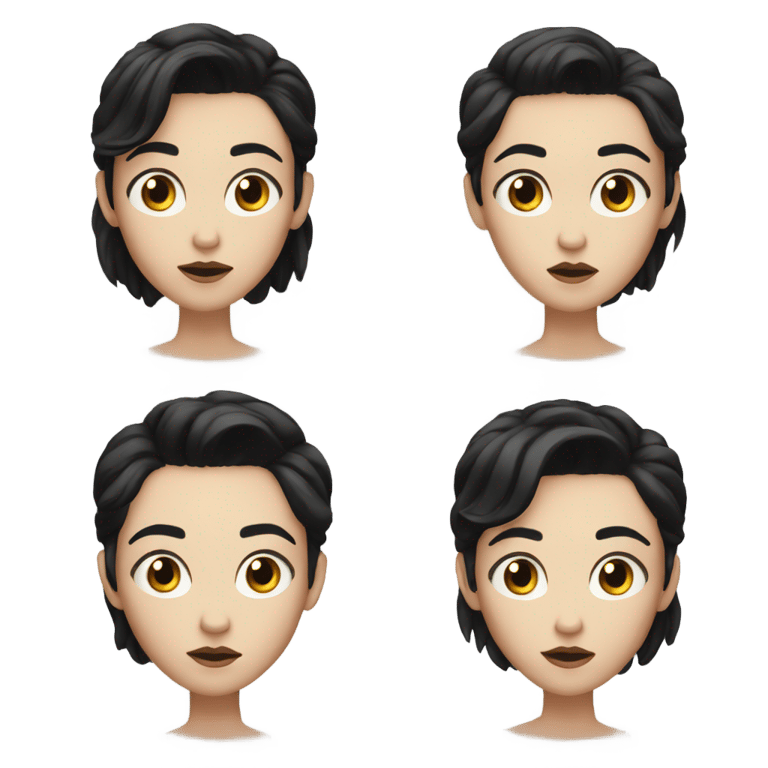 genmoji: a white skin, black short silky hair, confused look, young age