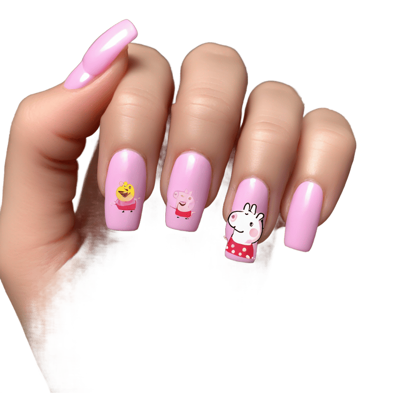 genmoji: Peppa pig acrylic nails