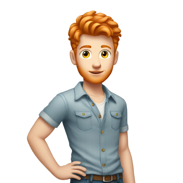 genmoji : Garçon aux cheveux roux portant un short avec une chemise.