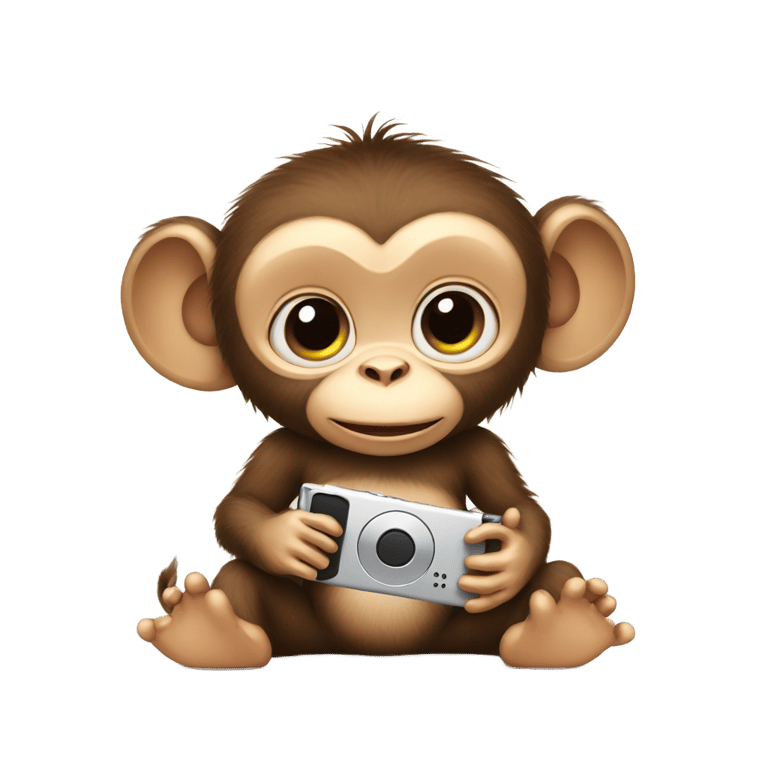 genmoji: baby monkey holding ipod