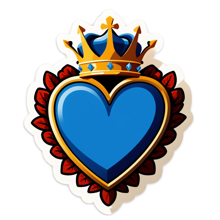 genmoji: Cœur bleu avec couronne au-dessus, sans cadre.