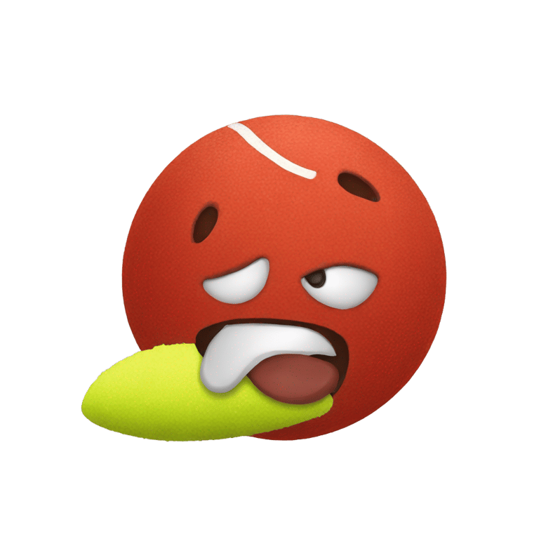 genmoji：一只红色的网球在吃粪便