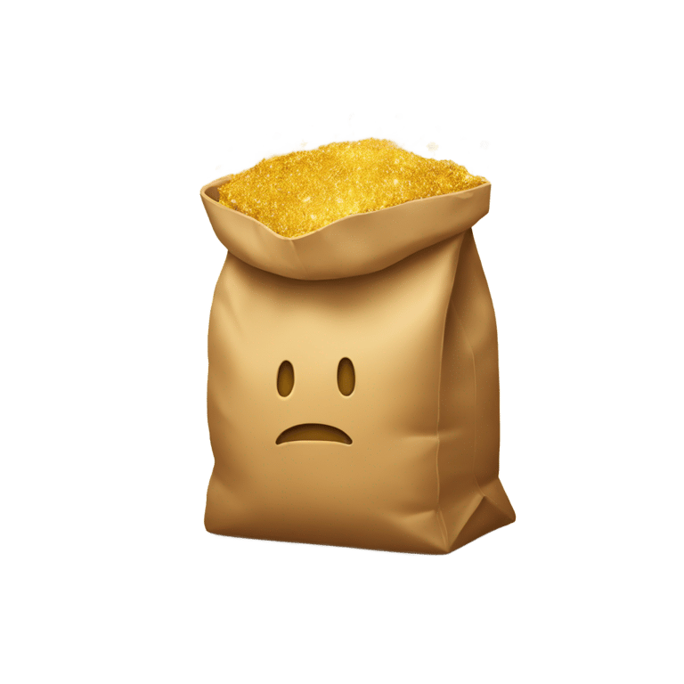 genmoji: A brown bag with gold dust coming out of it