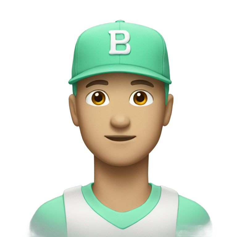 genmoji：白色和薄荷绿色棒球帽