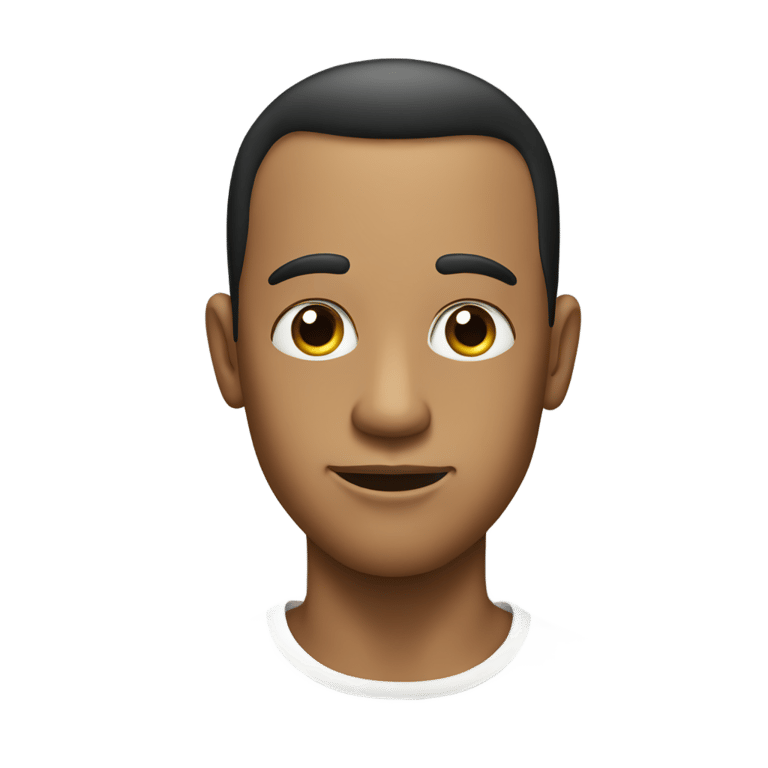 genmoji: a clean-shaved person with black silky here and a long face