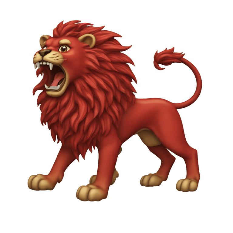 genmoji: roaring red lion medieval emblem