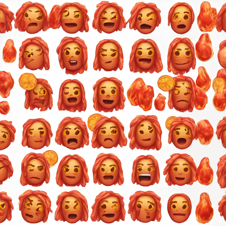 genmoji: Half red hot 🥵 emoji Other Half freezing cold 🥶 emoji