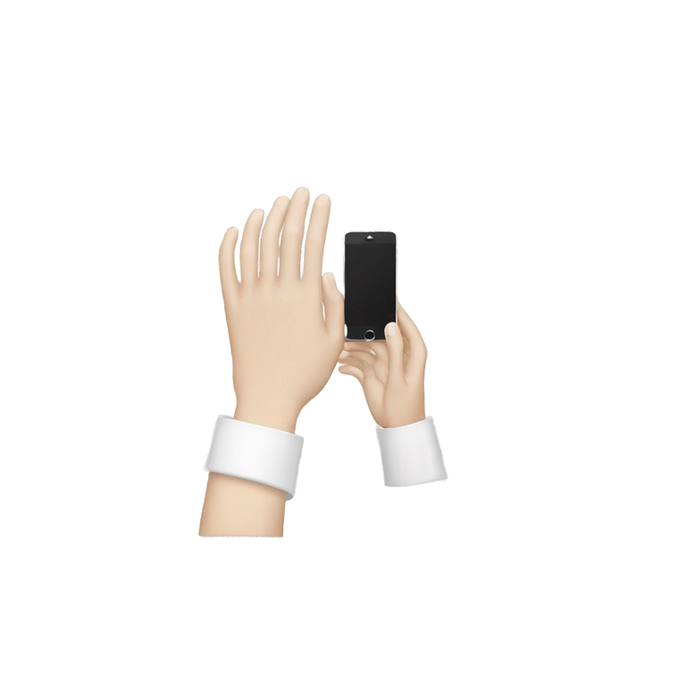 genmoji: One white hand having an Iphone into