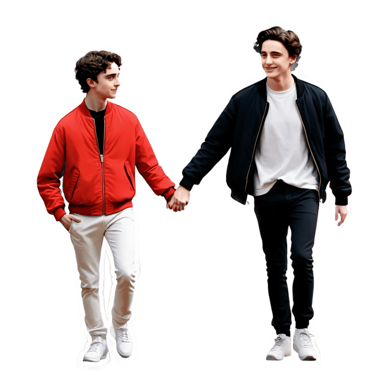 genmoji: Timothée chalamet and cute Josh Hutcherson holding hands