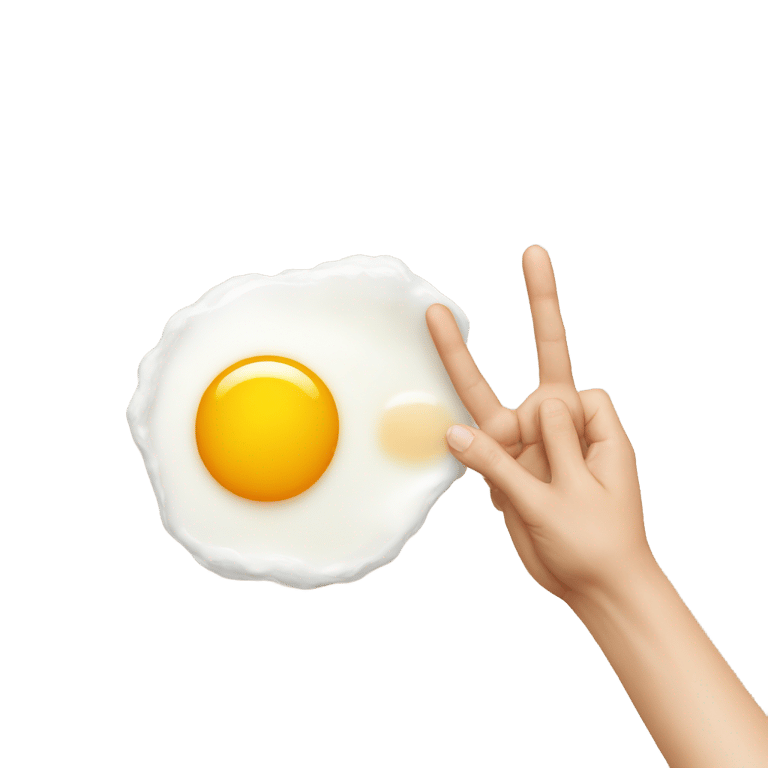 genmoji: fried egg holding hands up