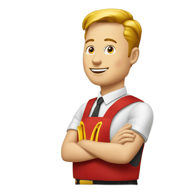 genmoji: Elon Musk as a Mcdonald's Employee