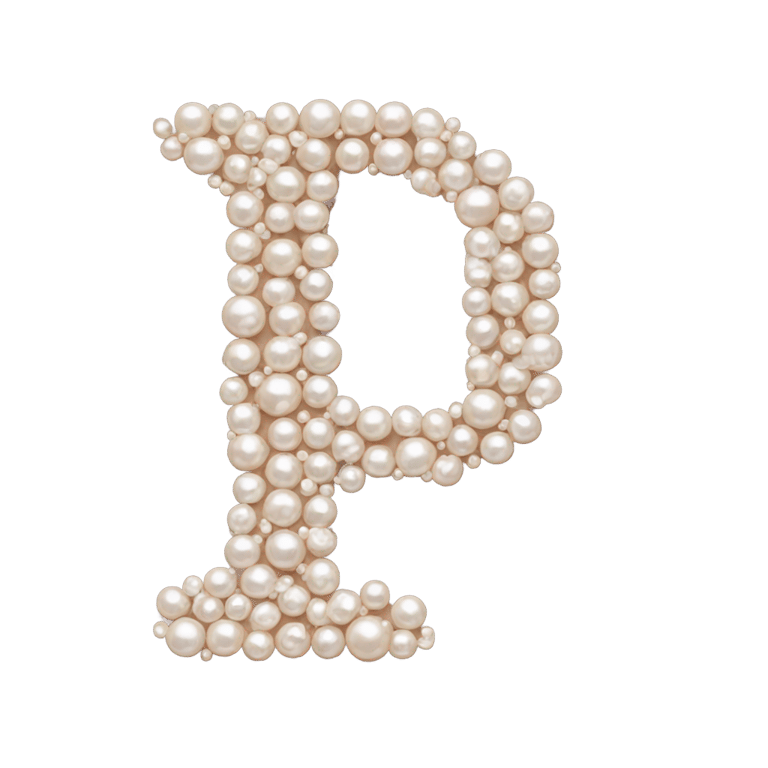 genmoji: Letter p made out of pearls