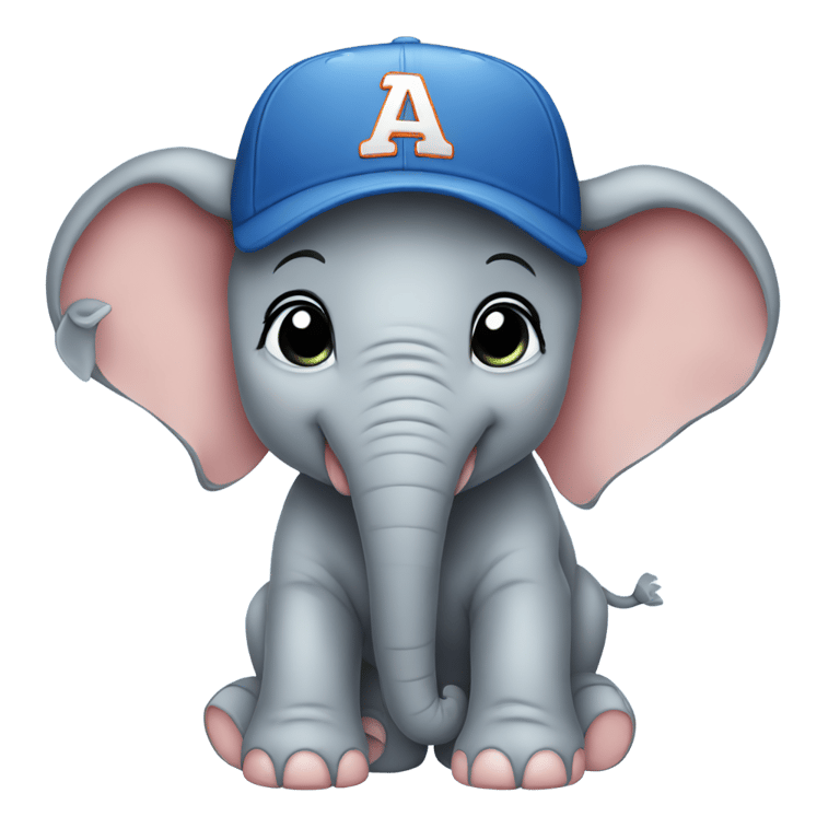 絵文字：A baby elephant with a baseball cap