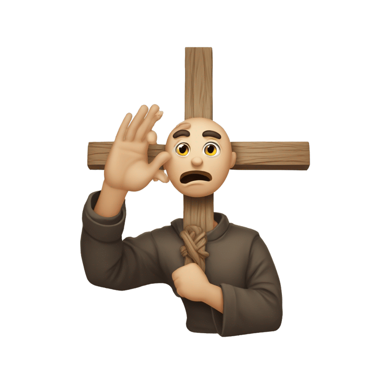 genmoji: An emoji of a person making the sign of the cross in disbelief, a common reaction in the Balkans when witnessing something absurd or shocking. The character should have a mix of shock, exasperation, and 'Lord help us' energy.