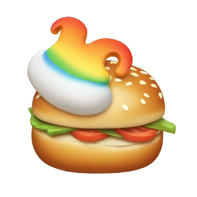 genmoji: Lesbian rainbow bun grilling