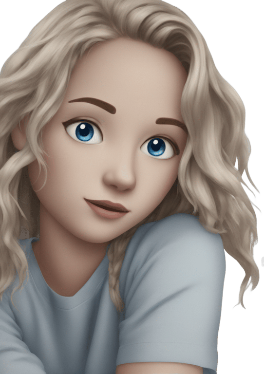 genmoji: A girl who looks like photo with blue eyes