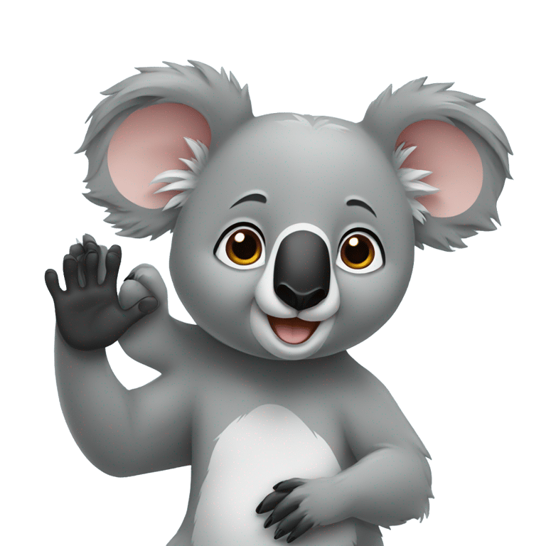 絵文字：a koala bear waving hi to a black hared boy