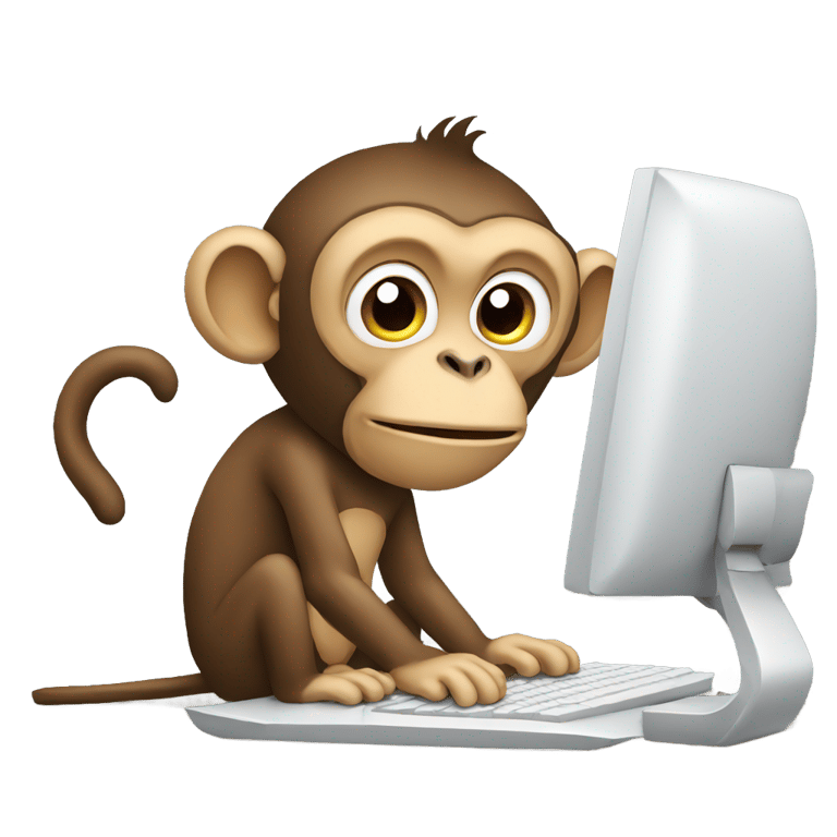 genmoji: Monkey using computer