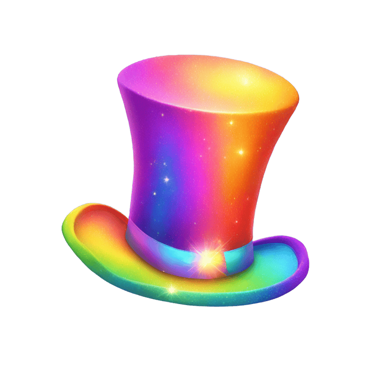 genmoji: Rainbow magic top hat, glowing aura, sparkle