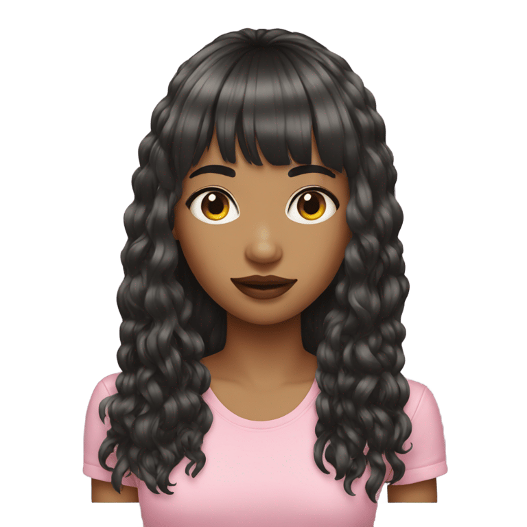 genmoji: Cool girl bangs long hair