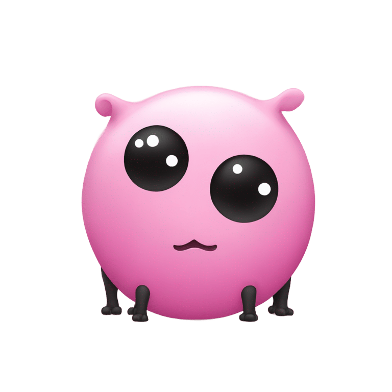 絵文字：kinito pet (a cartoonish pink axalotal the head is a simple circle and the legs are black lines there are gills connected to the head and there is no arms)