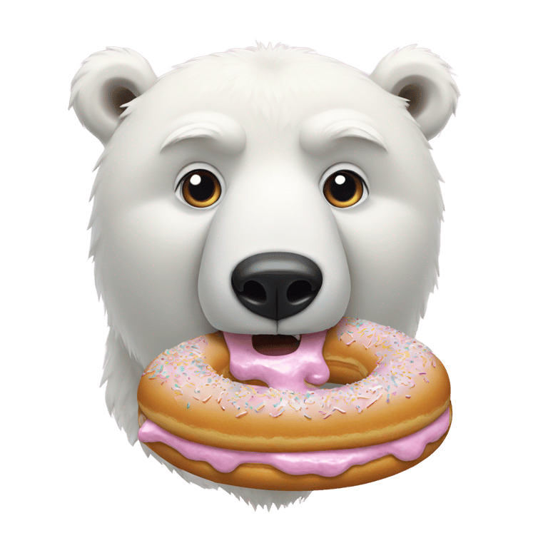 genmoji: Polar bear, eating donuts