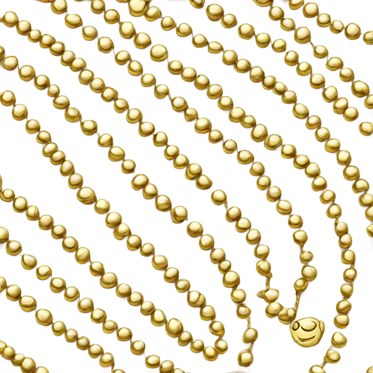 genmoji：A full necklace made entirely of gold beads, fully visible with its entire chain."