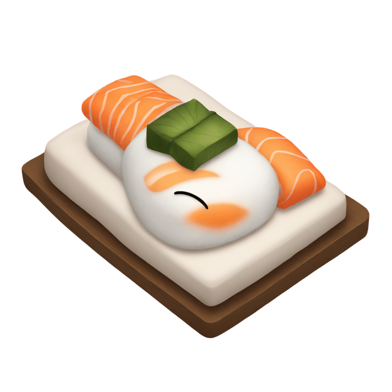 genmoji: Sushi asleep in bed