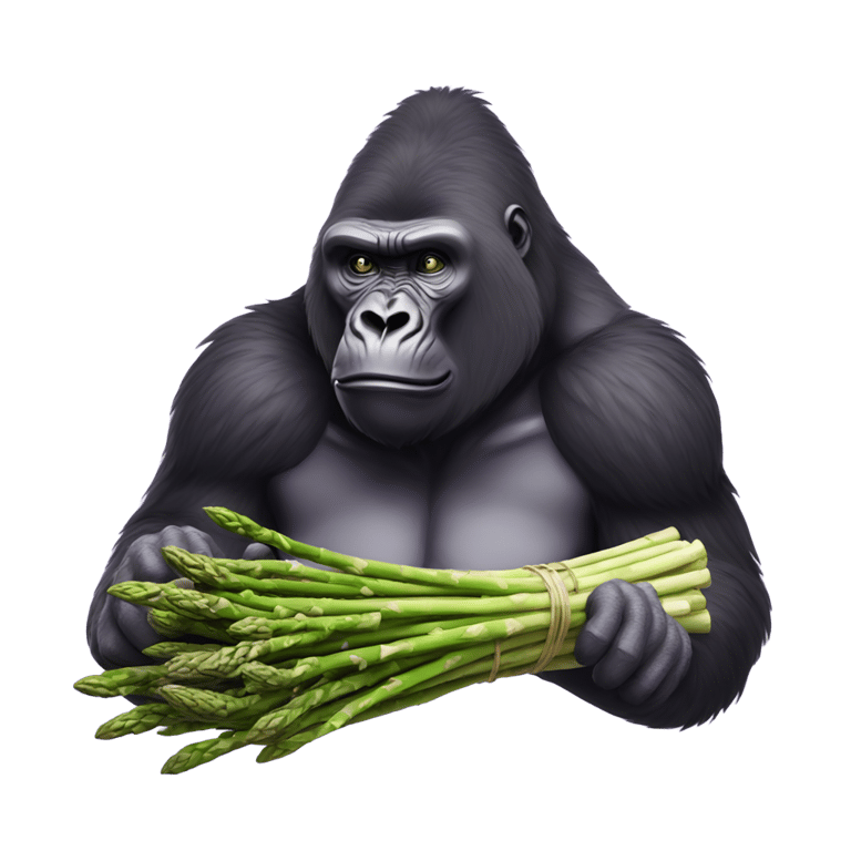 genmoji: big mok gorilla easting purple passion asparagus