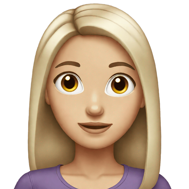 genmoji: white girl with dark brown straight hair with curved ends and dark brown eyes