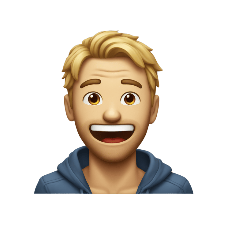 genmoji: A crazy guy looking at you which blood on his face he is really crazy and smiling very much