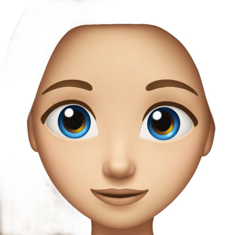 genmoji: girl with long brown straight hair, blue eyes