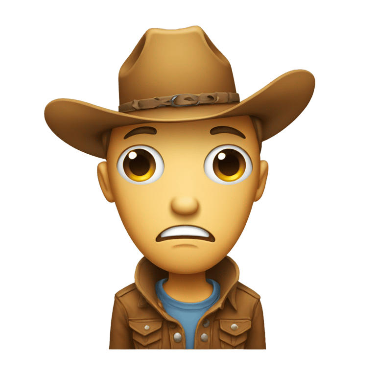 genmoji: crying sad face with cowboy hat