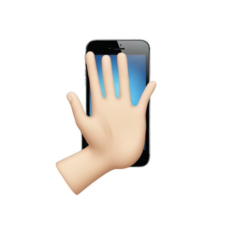 絵文字：One white hand having an Iphone into