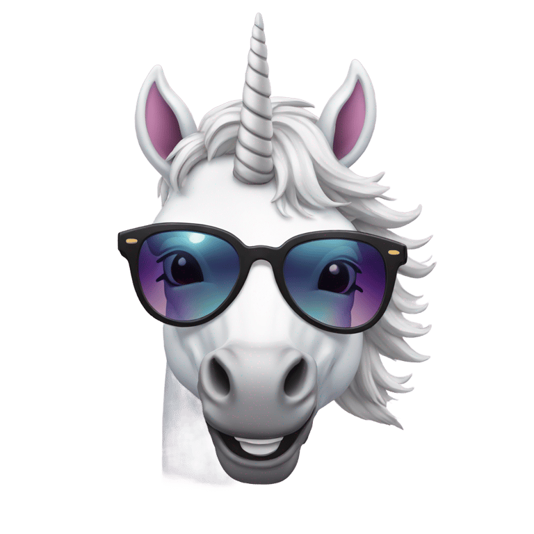 genmoji: unicorn head with sunglasses