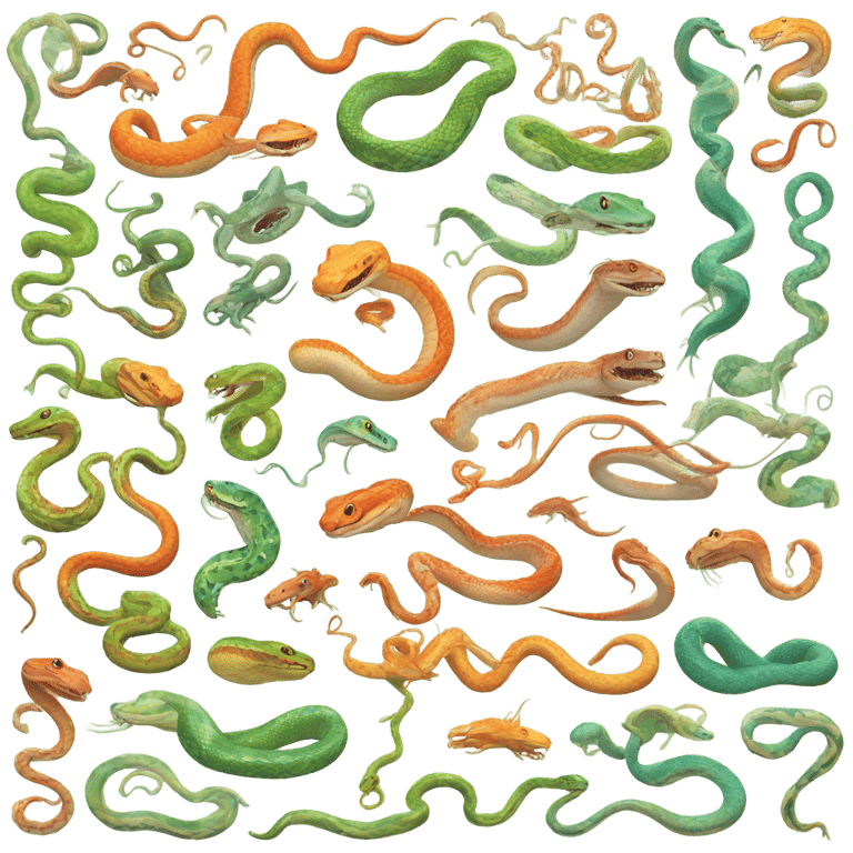 genmoji : Serpents, reptiles, dragons, lézards, crustacés, mollusques, calmars, poulpes.