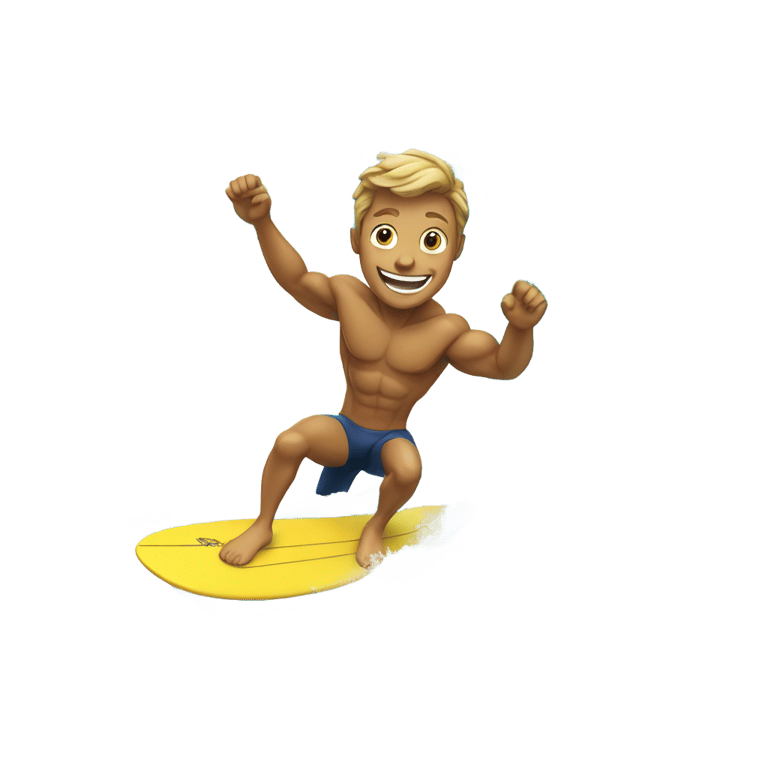 genmoji: Happy surfer on big wave