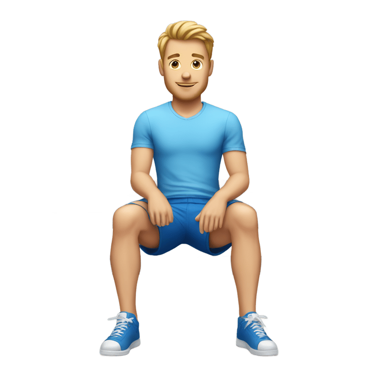 genmoji: white man in blue shorts sit on bench